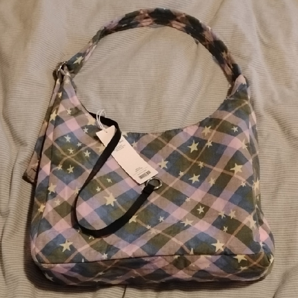 Baggu Green Star Plaid Shoulder Bag